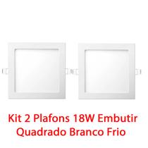 kit 2 Painel Plafons Embutir LED Quadrado 18W Branco Frio