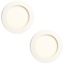 Kit 2 Painel Redondo Embutir LED Luz Amarela Branco Quente 3000k 6W Bivolt Iluminação