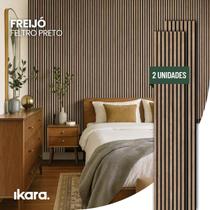 Kit 2 Painel Ripado de Madeira Natural Acústico Ikara 270x32cm Largura total 64cm