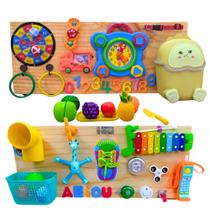 Kit 2 Painel Sensorial Portátil Atividades Educativas Bebê