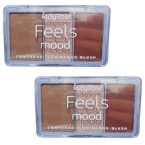 Kit 2 Paleta Blush Iluminador Contorno Feels T30, I40, B100