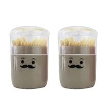 Kit 2 Paliteiros Acrílico Com Palitos Mesa Churrasco Bege