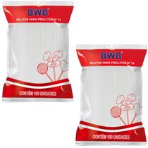 Kit 2 Palitos para Pirulito Medio - 100 Un Branco Kit 2 Palitos para Pirulito Medio - 100 Un Branco