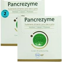 Kit 2 Pancrezyme Suplemento P/ Cães e Gatos 2,8g C/ 30 Sachê- Inovet