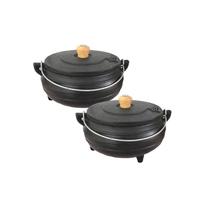 Kit 2 Panela De Ferro Calderão De Bruxa Tripé 2,3 Lts Tampa