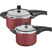 Kit 2 Panela de Pressão 4,5 e 6 Lts Tramontina Vancouver Effect Antiaderente Vermelhas Kit 2 Panela de Pressão 4,5 e 6 Lts Tramontina Vancouver Effect Antiaderente Vermelhas