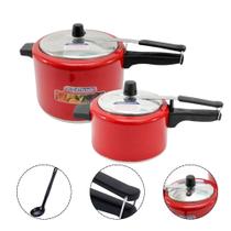 Kit 2 Panela de Pressão 4,5 Litros 2,5 Litros Alumínio Grosso Vermelha Com Inmetro Selo e Concha