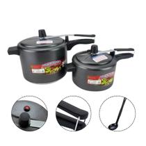 Kit 2 Panela de Pressão 4,5 Litros 2,5 Litros Alumínio Preto Craqueado Com Inmetro Selo e Concha