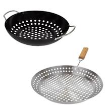 kit 2 Panela Frigideira furada Grelhar Em Churrasqueira kit 2 Panela Frigideira furada Grelhar Em Churrasqueira