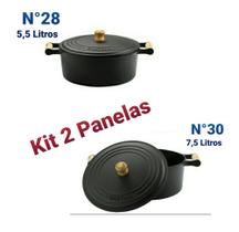 Kit 2 Panelas Caçarolas Ferro N28 e N30 P/ Fogão Lenha ,Indução e a Gás Postagem Rápida