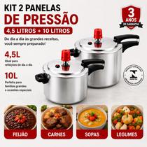 Kit 2 Panelas de Pressão Globo 4,5L + 10Litros Alumínio Reforçado INMETRO 3 Anos de Garantia Origina Kit 2 Panelas de Pressão Globo 4,5L + 10Litros Alumínio Reforçado INMETRO 3 Anos de Garantia Origina