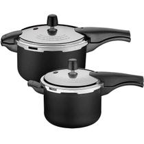 Kit 2 Panelas de Pressão Tramontina Vancouver Antiaderente Pretas 4,5 e 6 Litros 2 Peças Kit 2 Panelas de Pressão Tramontina Vancouver Antiaderente Pretas 4,5 e 6 Litros 2 Peças