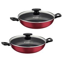 KIT - 2 Panelas Wok Alumínio 28Cm Loreto Vermelho - Tramontina
