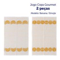 Kit 2 Panos de Copa Felpudo Teka Gourmet - Banana e Emojis