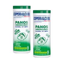 Kit 2 Panos Umedecidos Bacfree INPM Coperalcool 35un Limpeza Rápida Limpeza Multiuso Limpa Desinfeta Perfuma Pisos Eletros Vidros Espelhos
