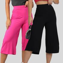 Kit 2 Pantacourt de Malha Moda Feminina