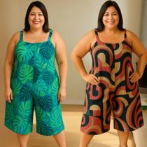Kit 2 Pantacourt Macacão Feminino Plus Size Estampado Confortável Soltinho Veste até 54 Kit 2 Pantacourt Macacão Feminino Plus Size Estampado Confortável Soltinho Veste até 54