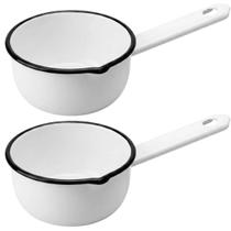 Kit 2 Papeiros Esmaltados N12 com Cabo Panelinha Branca Ágata Cozinha Metallouça
