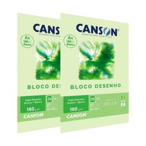 Kit 2 Papel Canson bloco para desenho branco A4 180gr, 210mm x 297mm, com 20 folhas Kit 2 Papel Canson bloco para desenho branco A4 180gr, 210mm x 297mm, com 20 folhas