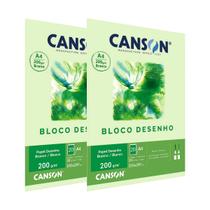 Kit 2 Papel Canson bloco para desenho branco A4 200gr, 210mm x 297mm, com 20 folhas Kit 2 Papel Canson bloco para desenho branco A4 200gr, 210mm x 297mm, com 20 folhas