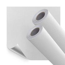 Kit 2 Papel de Parede Adesivo Lavavel Linho Branco Fosco 10M Kit 2 Papel de Parede Adesivo Lavavel Linho Branco Fosco 10M