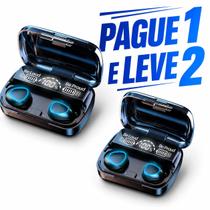 Kit 2 Par de Fones de Ouvido Sem fio TWS Com POWER BANK bluetooth v 5.3 com Redução de ruído com Função de controle de toque