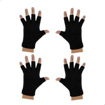 Kit 2 Par De Luvas De La Inverno Adulto Unissex Quentinha Frio Meio Dedo - Preto Kit 2 Par De Luvas De La Inverno Adulto Unissex Quentinha Frio Meio Dedo - Preto