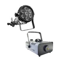 Kit 2 Par Led 7X12W 6In 1 Rgbwa+Uve Maquina De Fumaça 1500W