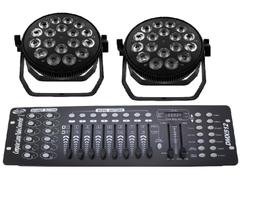 Kit 2 par led indoor slim 18x12w rgbw + mesa dmx 512