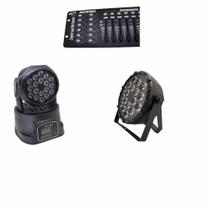 Kit 2 Par Led Slim 18X12W Full+ 4 Mini Wash 18X3W+ Dmx 512