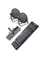 Kit 2 Par Led Slim 60 Led 3W+Máq Fumaça 2000W+Mesa Dmx 512