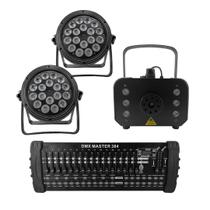 Kit 2 Par Led Slim + Máquina De Fumaça 1200W + Mesa Dmx 384 Kit 2 Par Led Slim + Máquina De Fumaça 1200W + Mesa Dmx 384