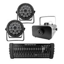 Kit 2 Par Led Slim + Máquina De Fumaça 2000W + Mesa Dmx 384 Kit 2 Par Led Slim + Máquina De Fumaça 2000W + Mesa Dmx 384