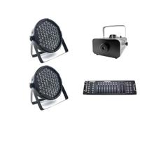 Kit 2 Par Leds + Máquina De Fumaça 2000W + Mesa Dmx 512