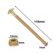 Kit 2 Parafuso Para Cama 5/16X110mm Com Porca Quadrada De Aço Montagem De Moveis Madeira Marcenaria