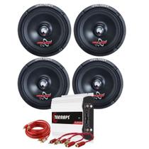 Kit 2 pares alto falante hard power woofer hp 200mb 6 polegadas 200w + módulo taramps
