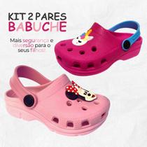 Kit 2 Pares Babuche Chinelo Infantil Menina Personagens