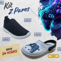Kit 2 Pares Babuche Tênis Calce Fácil Infantil Menino Game Confortável Escolar Macio Volta as Aulas Kit 2 Pares Babuche Tênis Calce Fácil Infantil Menino Game Confortável Escolar Macio Volta as Aulas
