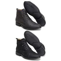 Kit 2 Pares Bota Botina Coturno Masculino Couro 100% Legitimo Kit 2 Pares Bota Botina Coturno Masculino Couro 100% Legitimo
