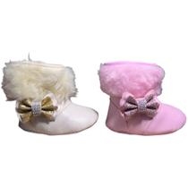 Kit 2 Pares Bota Botinha Felpuda Feminina Para Bebê Kit 2 Pares Bota Botinha Felpuda Feminina Para Bebê