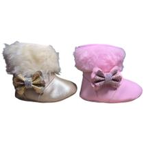 Kit 2 Pares Bota Botinha Felpuda Feminina Para Bebê Kit 2 Pares Bota Botinha Felpuda Feminina Para Bebê