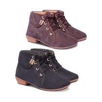 Kit 2 Pares Bota Coturno Liso Feminino Cano Curto Salto Baixo