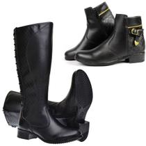Kit 2 Pares Bota Feminina Cano Alto E Cano Baixo Imperdível Kit 2 Pares Bota Feminina Cano Alto E Cano Baixo Imperdível