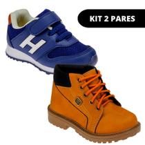 Kit 2 Pares Bota Infantil de Criança Masculino Casual