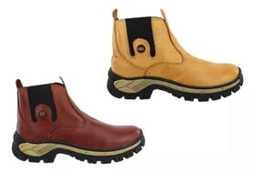 Kit 2 Pares Botina Masculina Agro Bota Couro Sola Tratorada Kit 2 Pares Botina Masculina Agro Bota Couro Sola Tratorada