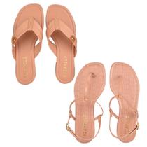 Kit 2 Pares Chinelo Acolchoado Sandalia Rasteira Croco Nude