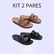 Kit 2 Pares Chinelo Femiina Ortopédica Confortavel Papete Plataforrma