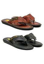 Kit 2 pares Chinelo Masculina em Couro Conforto Casual Excelente Qualidade 2 Cores