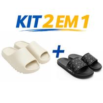Kit 2 Pares Chinelo Nuvem Slide Feminino Macio, Flexível e Confortável para Casa, Banho e Lazer