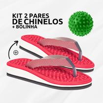 Kit 2 Pares Chinelo Ortopedico +Bolinha Massageadora